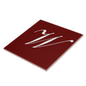 W Monogram Initiaal Wit op Wijnrood Tegeltje (Zijkant)
