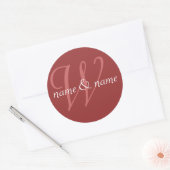 "W" monogram label, personaliseer voornamen Ronde Sticker (Envelop)