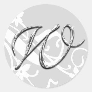 W Monogram Letter Wedding Envelope Seal Sticker