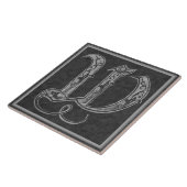 W Monogram "Royal Grey Stone" keramische Tegel Tegeltje (Zijkant)