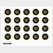 W :: Monogram W Elegante Gouden en Zwarte Sticker (Vel)