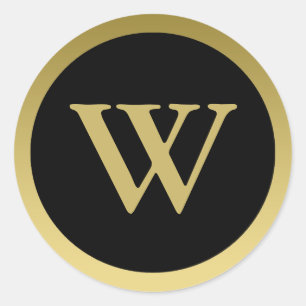 W :: Monogram W Elegante Gouden en Zwarte Sticker