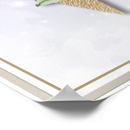 W Monogram White Rose Poster (Hoek)