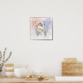 W Monogram Witte Roos Poster (Keuken)