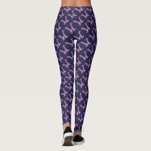 W monogrammed paarse gepatterde leggings (Achterkant)