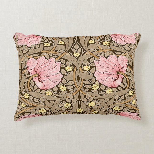 W Morris Pimpernel Pattern in Pink & Sepia Accent Kussen (Voorkant)