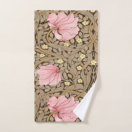 W Morris Pimpernel Pattern in Pink & Sepia Bad Handdoek (Handdoek)