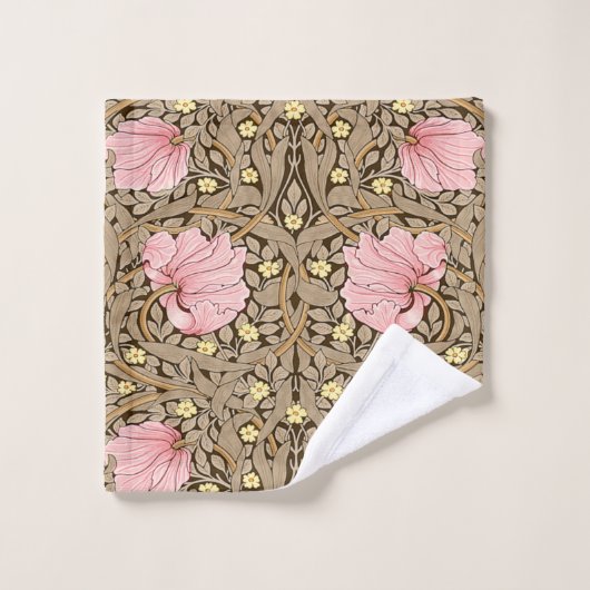 W Morris Pimpernel Pattern in Pink & Sepia Bad Handdoek (Wasdoekje)