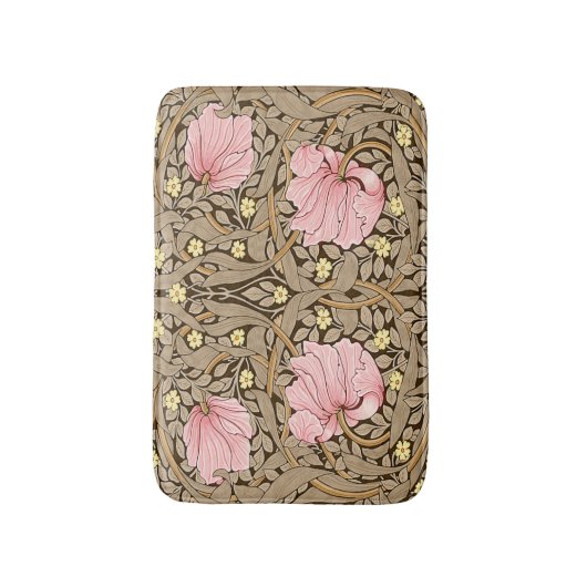 W Morris Pimpernel Pattern in Pink & Sepia Badmat (Voorkant Verticaal)