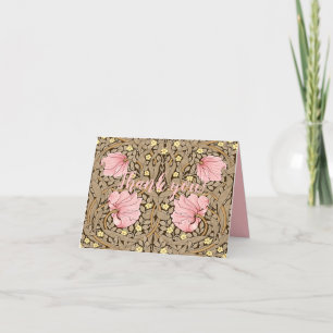 W Morris Pimpernel Pattern in Pink & Sepia Bedankkaart