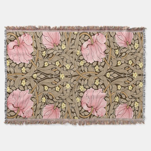 W Morris Pimpernel Pattern in Pink & Sepia Deken (Voorkant)