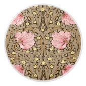 W Morris Pimpernel Pattern in Pink & Sepia Keramische Knop (Voorkant)