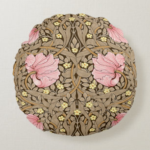 W Morris Pimpernel Pattern in Pink & Sepia Rond Kussen