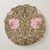 W Morris Pimpernel Pattern in Pink & Sepia Rond Kussen (Achterkant)