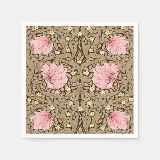 W Morris Pimpernel Pattern in Pink & Sepia Servet (Voorkant)