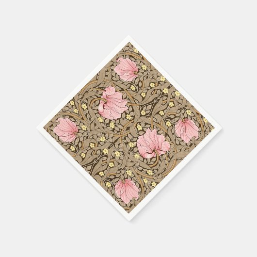 W Morris Pimpernel Pattern in Pink & Sepia Servet (Hoek)