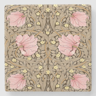 W Morris Pimpernel Pattern in Pink & Sepia Stenen Onderzetter