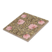 W Morris Pimpernel Pattern in Pink & Sepia Tegeltje (Zijkant)