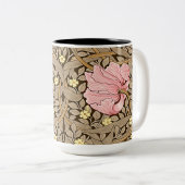 W Morris Pimpernel Pattern in Pink & Sepia Tweekleurige Koffiemok (Voorkant rechts)