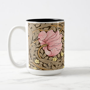 W Morris Pimpernel Pattern in Pink & Sepia Tweekleurige Koffiemok