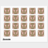 W Morris Pimpernel Pattern in Pink & Sepia Vierkante Sticker (Vel)