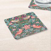 W Morris Pink Strawberry Thief Kartonnen Onderzetters (Schuin)