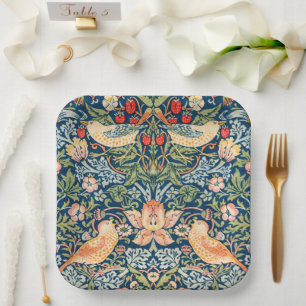 W Morris Strawberry Thief Vierkante Papier Borden Papieren Bordje