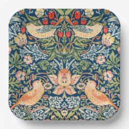 W Morris Strawberry Thief Vierkante Papier Borden Papieren Bordje