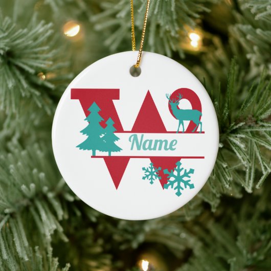 W Ornament voor kerstfeestdagen met Initiaal op mo (Boom)