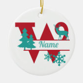 W Ornament voor kerstfeestdagen met Initiaal op mo (Voorkant)