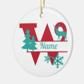 W Ornament voor kerstfeestdagen met Initiaal op mo (Links)