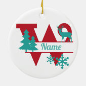 W Ornament voor kerstfeestdagen met Initiaal op mo (Achterkant)