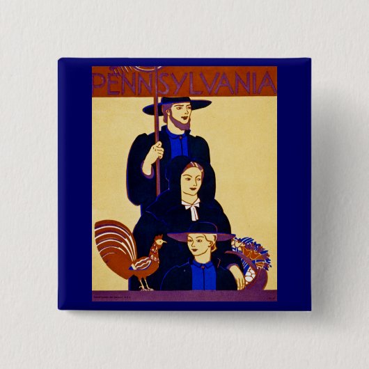 W.P.A. Pennsylvania Travel Poster  Vierkante Button 5,1 Cm (Voorkant)