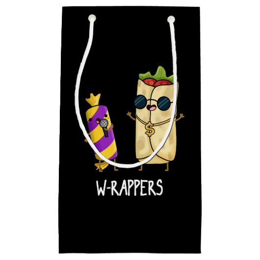 W-rappers Funny Food Pun Dark BG Klein Cadeauzakje (Voorkant)