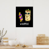 W-rappers Funny Food Pun Dark BG Poster (Keuken)