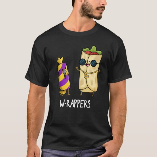 W-rappers Funny Food Pun Dark BG T-shirt (Voorkant)