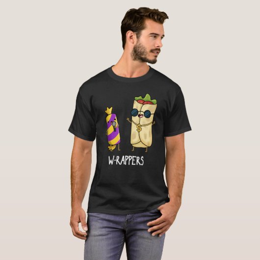 W-rappers Funny Food Pun Dark BG T-shirt (Voorkant volledig)