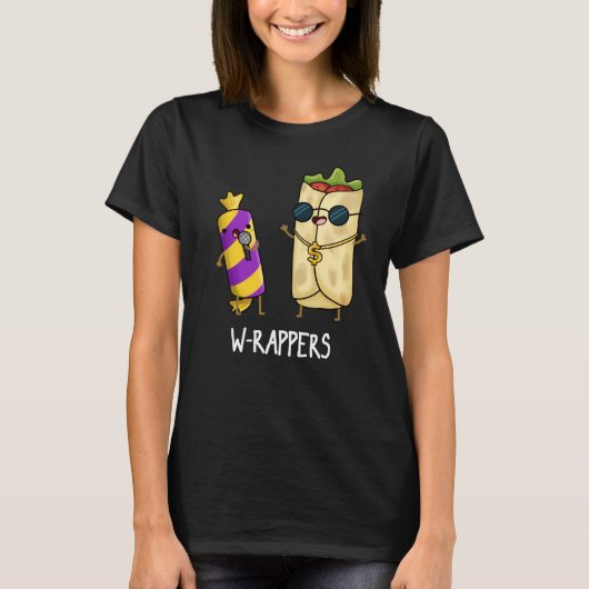 W-rappers Funny Food Pun Dark BG T-shirt (Voorkant)