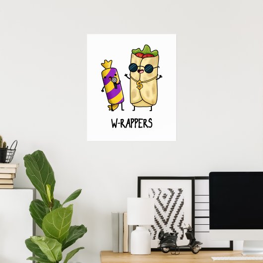 W-rappers Funny Food Pun Poster (Thuiskantoor)