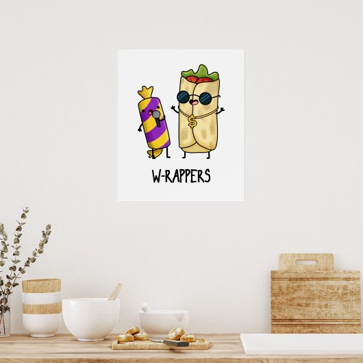 W-rappers Funny Food Pun Poster (Keuken)