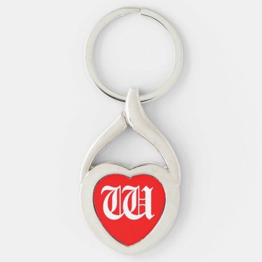 "W" Red Heart Sleutelhanger (Voorkant)