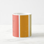 W Retro Regenboog Strepen Custom Initiaal Koffiemok (Center)