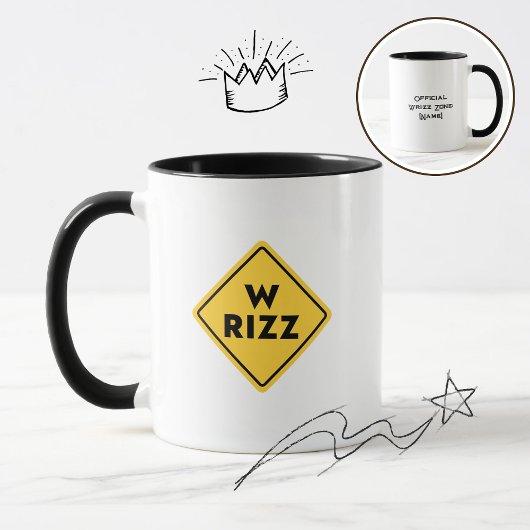 W rizz US waarschuwingsbord Meme Funny Quote Mok