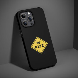 W rizz US warning sign Meme Funny Quote iPhone 15 Pro Case