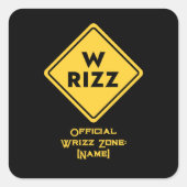 W rizz US warning sign Meme Funny Quote Vierkante Sticker (Voorkant)