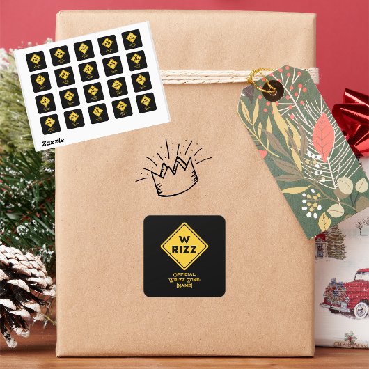 W rizz US warning sign Meme Funny Quote Vierkante Sticker