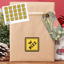 W rizz US warning sign Meme Funny Quote Vierkante Sticker