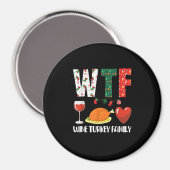W T F Wine Turkey Family Kerstny Magneet (Voorkant / Achterkant)