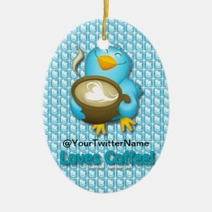 W/ Uw Twitter-naam Koffee Bird aanpassen Keramisch Ornament