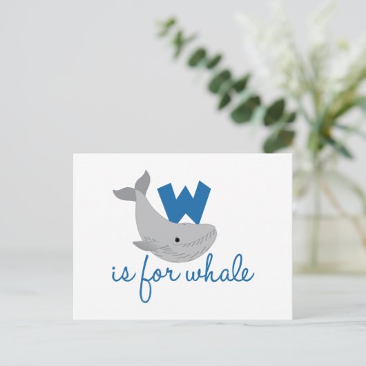 W voor walvis briefkaart (Staand voorkant)
